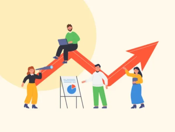 Illustration de l'augmentation du taux de conversion en retargeting avec des personnages.