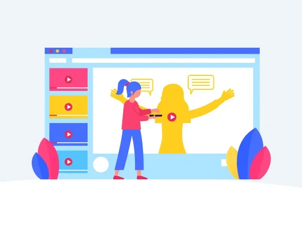 Illustration d'une personne qui utilise une plateforme dédiée pour son webinaire.