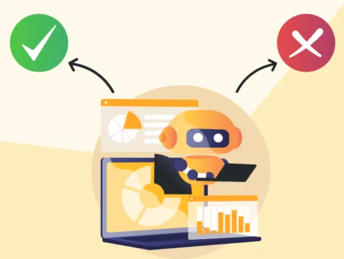 Illustration d'un robot qui accepte ou refuse l'accès à un site.