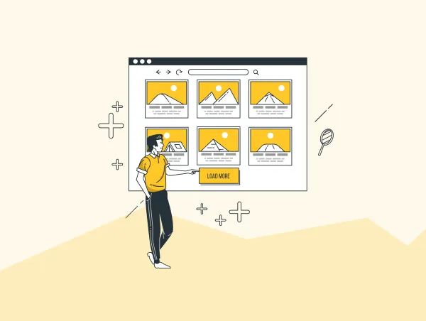 Illustration d'un homme devant un sitemap d'images.