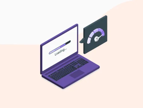Illustration d'une page web sur un ordinateur qui charge rapidement grâce à Jamstack