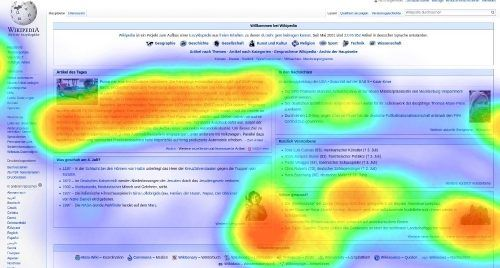 Exemple de Heat Map pour l'accueil de Wikipédia