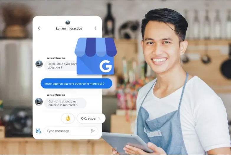 Image d'un homme avec une fiche Google Business Profile