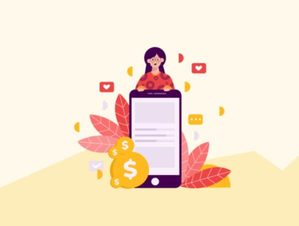 Illustration d'une personne sur un téléphone qui paie sur YouTube Ads 