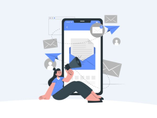 Illustration d'une personne devant un smartphone qui transmet un message vidéo avec son mégaphone.