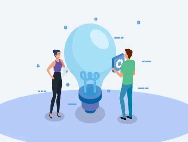 Illustration de deux personnes qui sont devant une lampe.