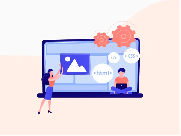 Illustration de deux personnes qui réalisent l'animation CSS.