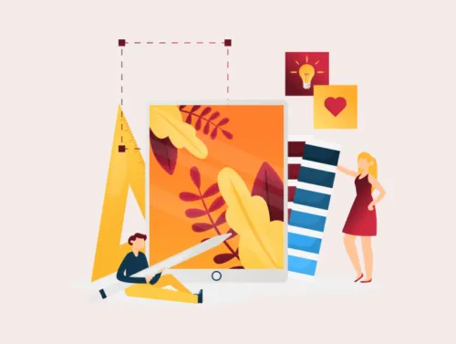 Illustration des contrastes de couleurs sur une photo et une palette d'accessibilité web.