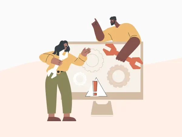 Illustration de deux personnes qui réalisent la maintenance du site.