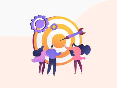 Illustration d'une cible avec trois personnes devant.