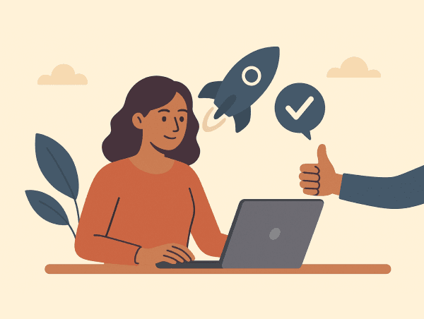 Illustration d'un utilisateur du logiciel être accompagné