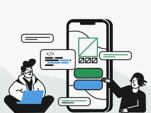 Illustration de personnages travaillant pour une agence web experte en train de communiquer