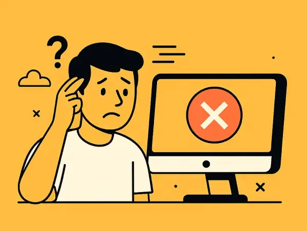 Illustration d'un personnage devant son écran face à une erreur http 404
