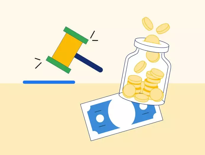 Illustration d'un marteau d'enchère pour déclarer une annonce Google Ads gagnée