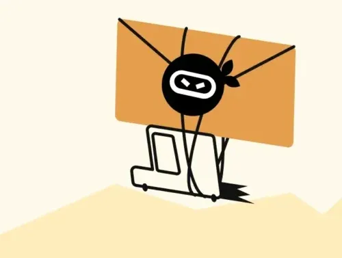 Illustration d'une lettre ninjalinking se faisant livrer par un camion