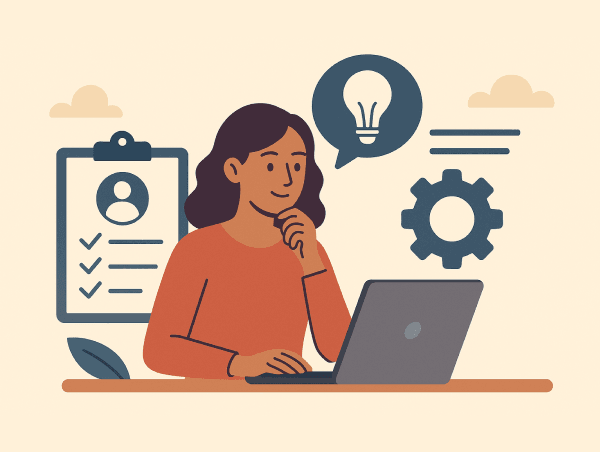 Illustration d'une femme identifiant les besoins métier