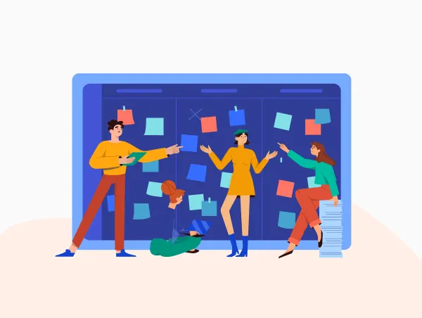 Illustration de trois personnes utilisant la méthode agile.