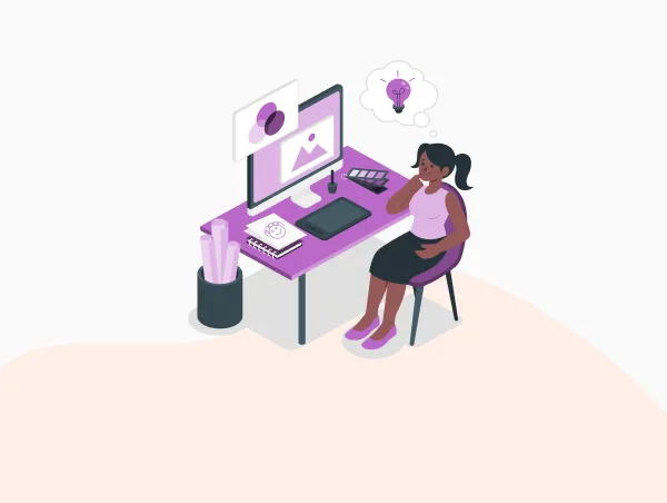 Illustration d'une personne qui utilise le format SVG sur son ordinateur.