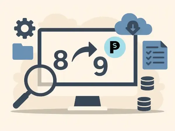Illustration d'un site e-commerce Prestashop passant de version 8 à 9