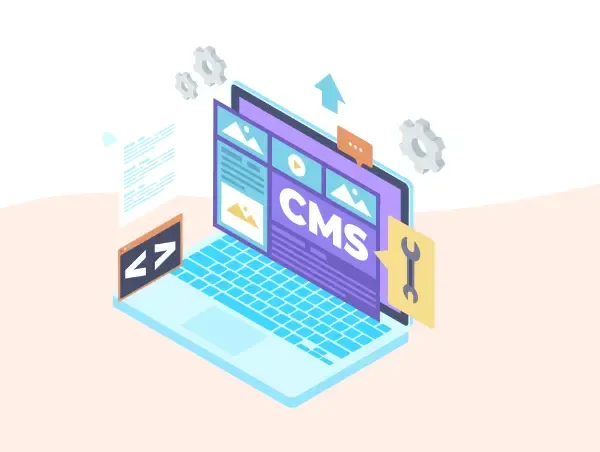 Illustration ordinateur en mise à jour CMS pour corriger les failles et faire sa maintenance.