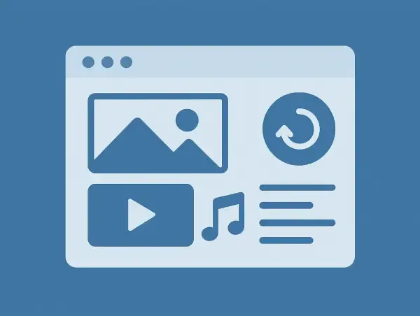 Illustration d'une page web avec contenus multimédias à optimiser