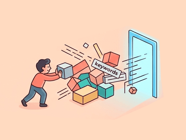 Illustration d'une personne qui pousse différents éléments importants pour optimiser une IA