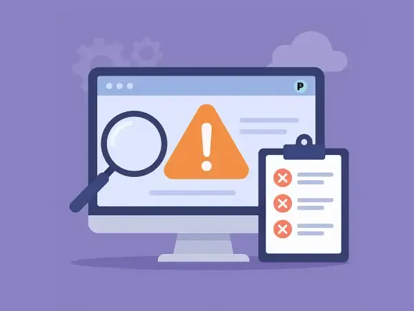 Illustration d'un ordinateur et d'une check-list pour les corrections à venir sur Prestashop 9