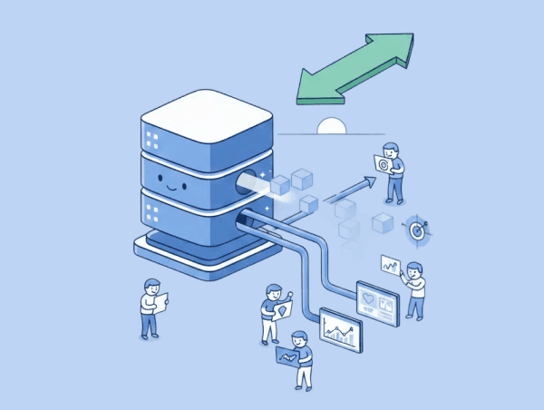Illustration d'un serveur qui échange des données avec analyse de spécialistes