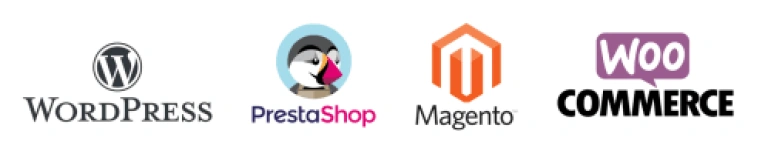 Logos de CMS : wordpress, magento, prestashop et woo commerce