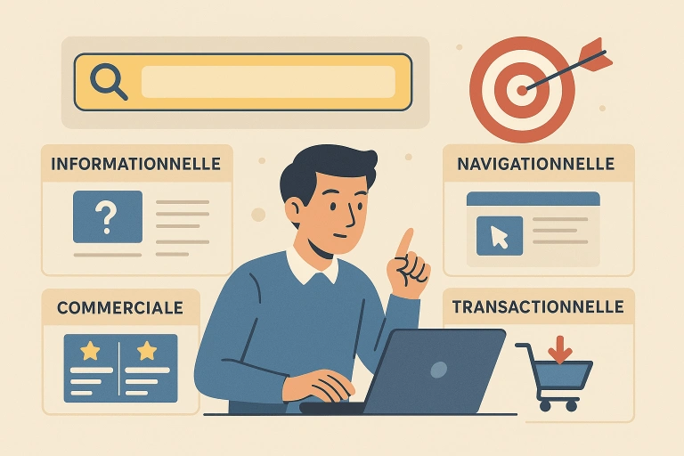 Illustration d'un homme comprenant l'intention de recherche derrière une requête
