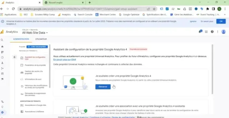 Illustration de l'assistant de configuratoin GA4.