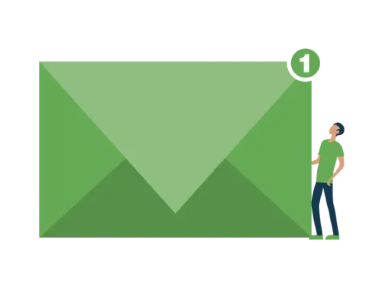 Illustration d'un email avec une notification
