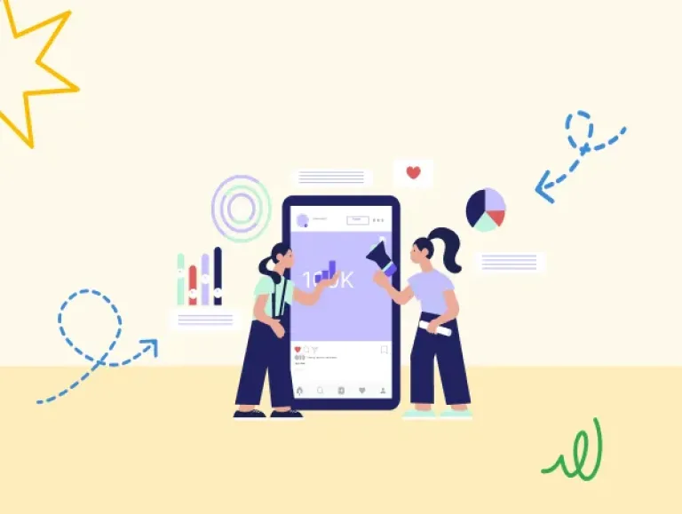 Illustration de deux personnes qui utilisent Facebook