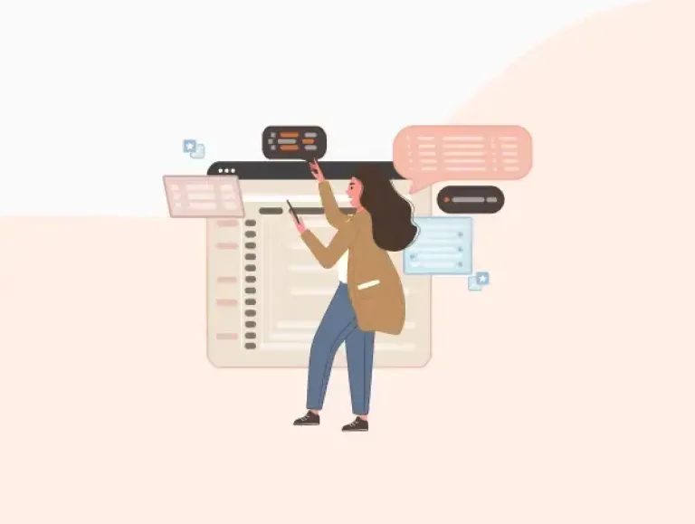Illustration d'une personne qui utilise un préprocesseur CSS pour créer son code de site web.