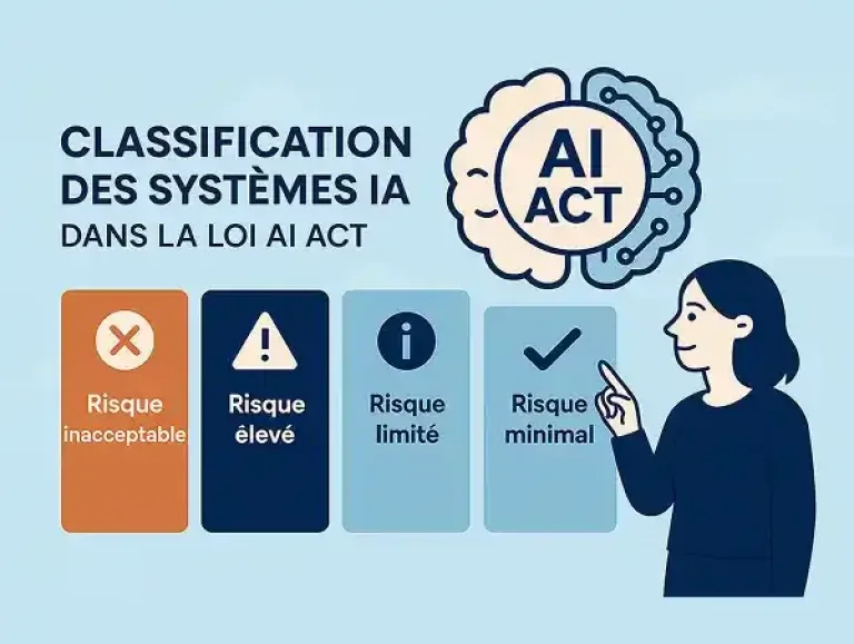 Illustration des quatre catégories de classification des systèmes IA dans la loi AI Act