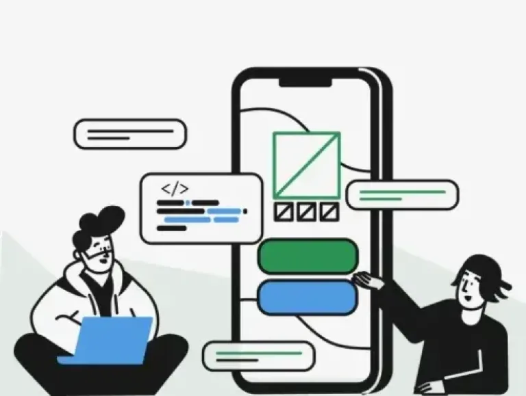 Illustration de personnages travaillant pour une agence web experte en train de communiquer
