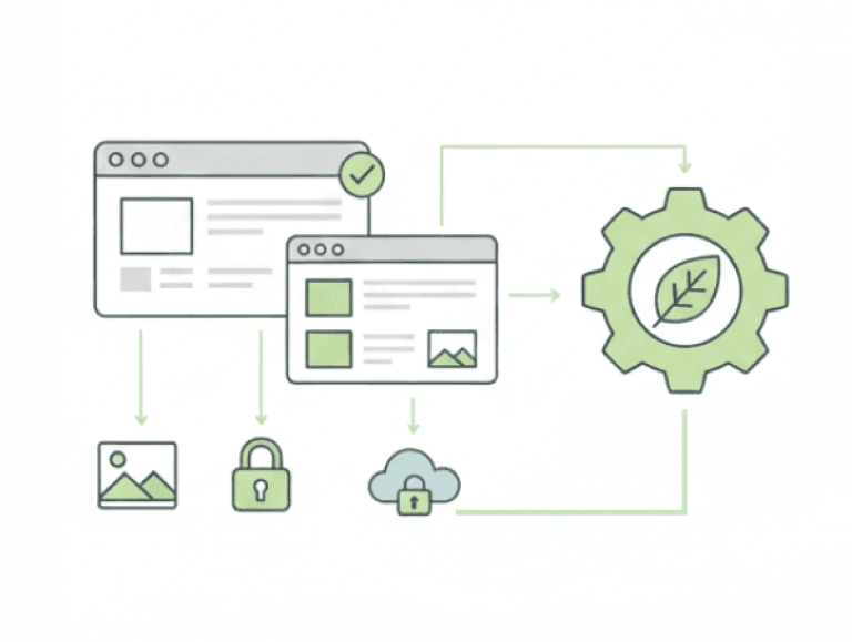 Illustration de pages web avec logo d'écoconception web