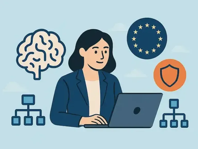 Illustration d'une personne travaillant sur la loi AI Act