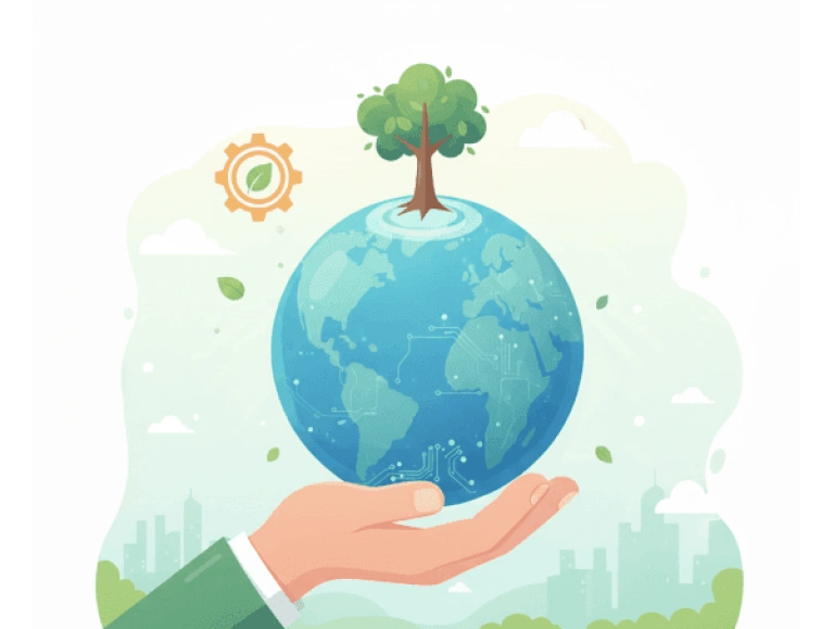 Illustration de la Terre avec un arbre sur le dessus et des circuits électroniques