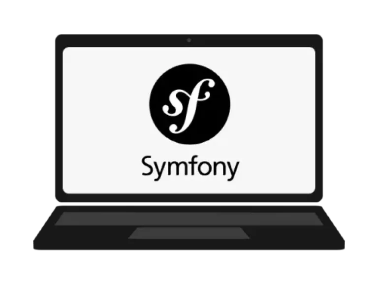 Ordinateur avec le logo Symfony