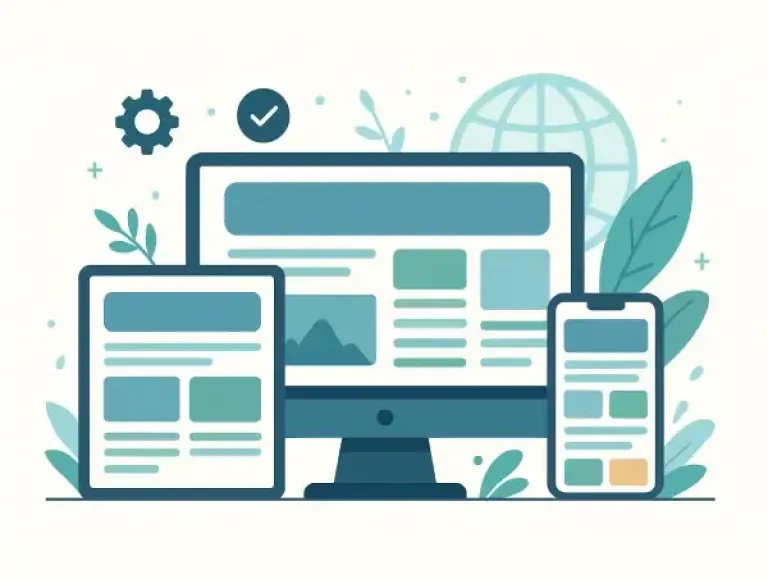 Illustration du web design d'un site sur mobile, tablette et ordinateur