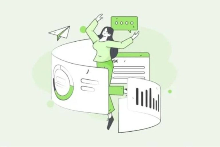 Illustration montrant un personnage autour de statistiques, voulant choisir son hébergeur web