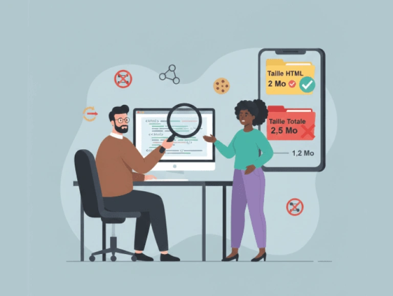 Illustration vérification du poids d'une page HTML