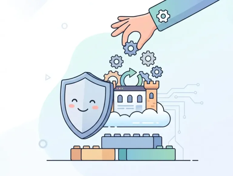 Illustration d'un bouclier qui protège un site web WordPress grâce aux mises à jour